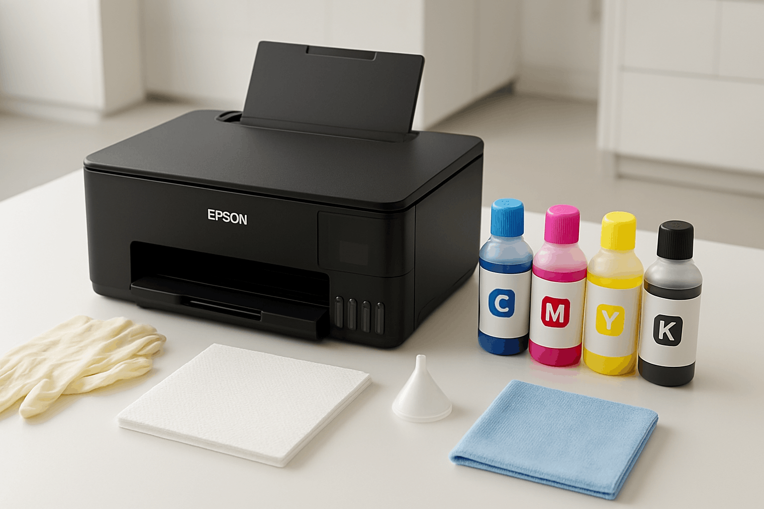 Đổ mực máy in phun màu Epson L8050 chính hãng